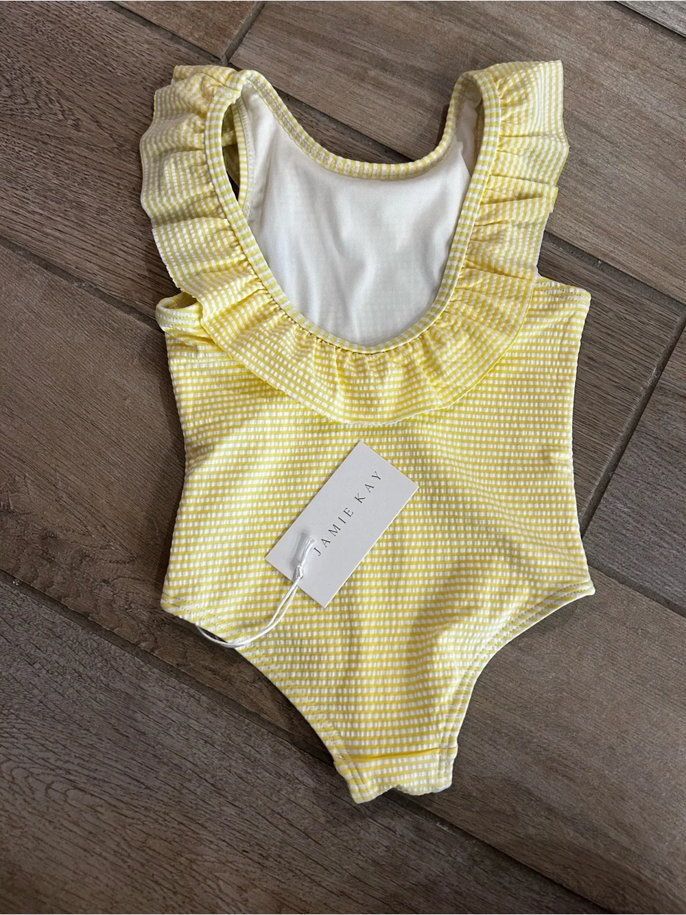 Jamie Kay Yellow Gingham Ruffle-Trim One-Piece Swimsuit